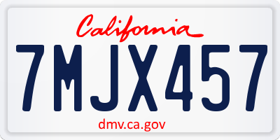CA license plate 7MJX457