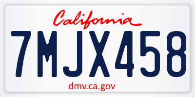 CA license plate 7MJX458