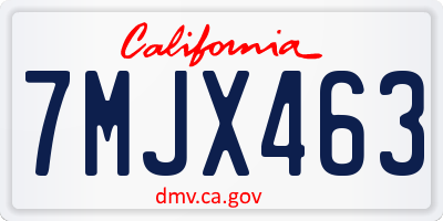 CA license plate 7MJX463