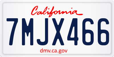 CA license plate 7MJX466