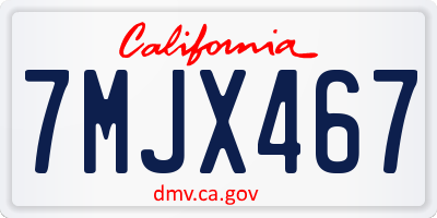 CA license plate 7MJX467