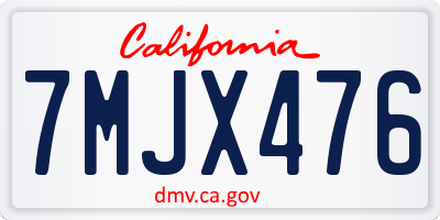CA license plate 7MJX476