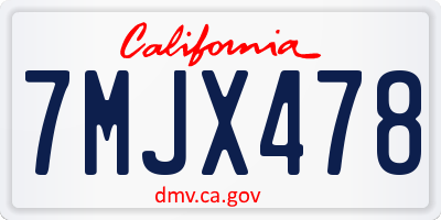 CA license plate 7MJX478