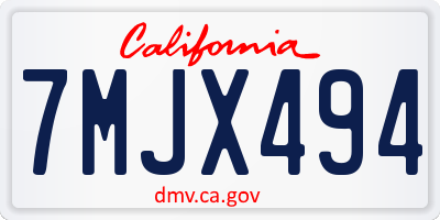 CA license plate 7MJX494