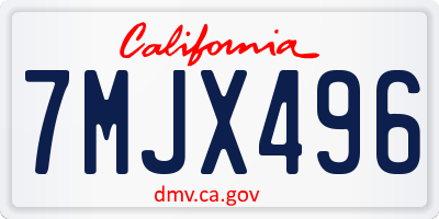 CA license plate 7MJX496