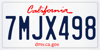 CA license plate 7MJX498