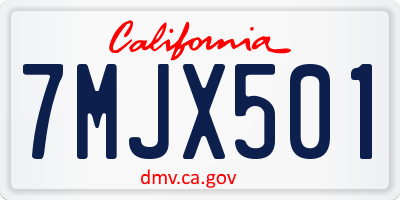 CA license plate 7MJX501