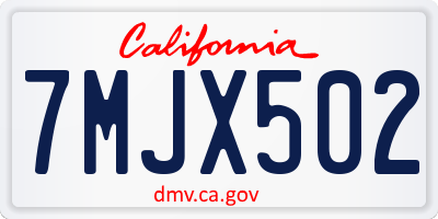 CA license plate 7MJX502