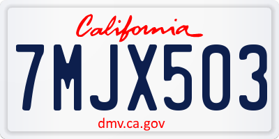 CA license plate 7MJX503