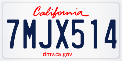 CA license plate 7MJX514