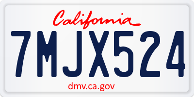 CA license plate 7MJX524