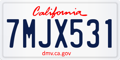 CA license plate 7MJX531