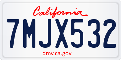 CA license plate 7MJX532