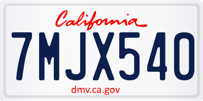 CA license plate 7MJX540