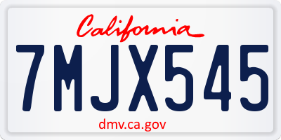 CA license plate 7MJX545