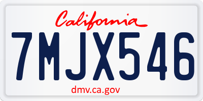 CA license plate 7MJX546