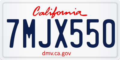 CA license plate 7MJX550