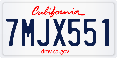 CA license plate 7MJX551