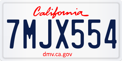 CA license plate 7MJX554