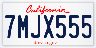 CA license plate 7MJX555