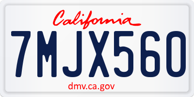 CA license plate 7MJX560