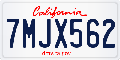 CA license plate 7MJX562