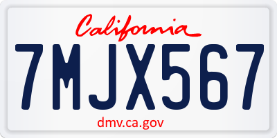 CA license plate 7MJX567