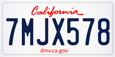 CA license plate 7MJX578