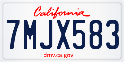 CA license plate 7MJX583