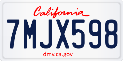 CA license plate 7MJX598