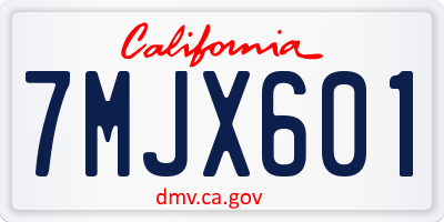 CA license plate 7MJX601