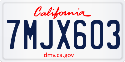 CA license plate 7MJX603
