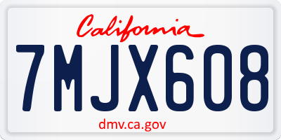 CA license plate 7MJX608