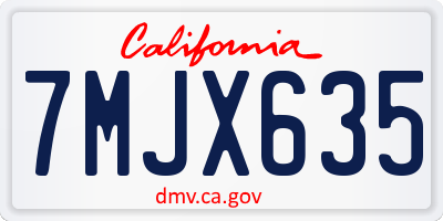 CA license plate 7MJX635