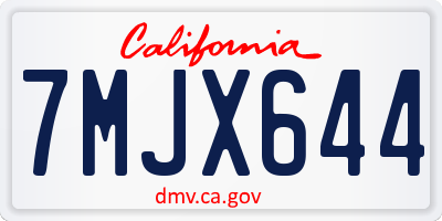 CA license plate 7MJX644