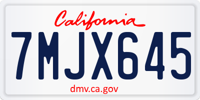 CA license plate 7MJX645
