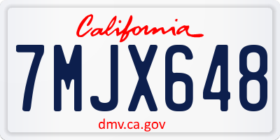CA license plate 7MJX648