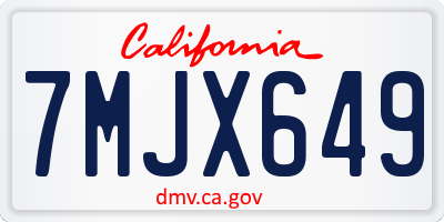 CA license plate 7MJX649