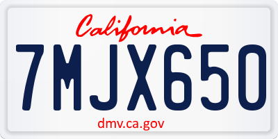 CA license plate 7MJX650