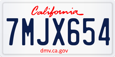 CA license plate 7MJX654