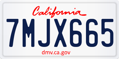 CA license plate 7MJX665