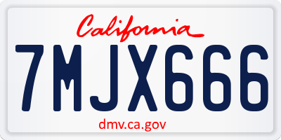 CA license plate 7MJX666