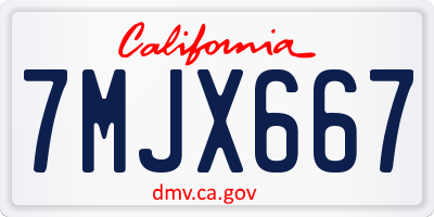 CA license plate 7MJX667