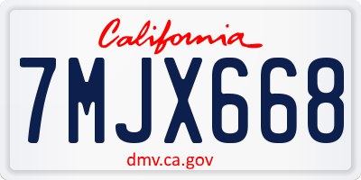 CA license plate 7MJX668