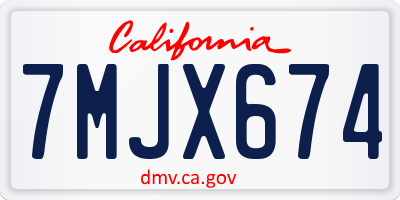 CA license plate 7MJX674