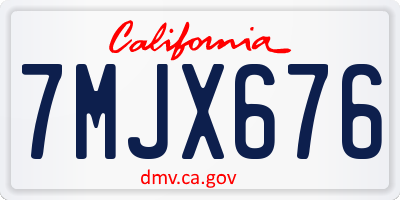 CA license plate 7MJX676