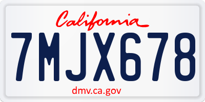 CA license plate 7MJX678