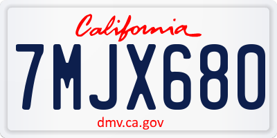 CA license plate 7MJX680