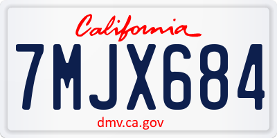 CA license plate 7MJX684