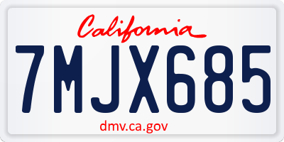 CA license plate 7MJX685